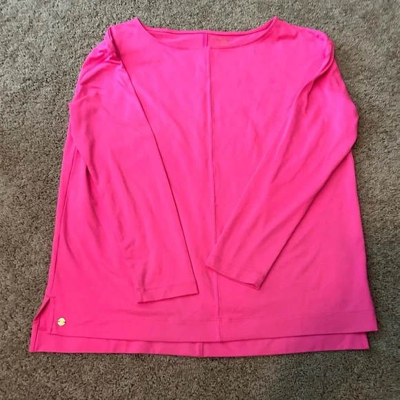 Like New Lilly Pulitzer *SOFT* Bright Pink Karessa SPF 50+Top, Size Medium - Picture 8 of 15